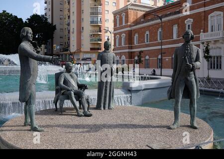 Denkmal für die Familie Galvez, Malaga, Spanien. Stockfoto