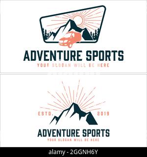 Mountain Adventure Sport Offroad-Logo-Design Stock Vektor