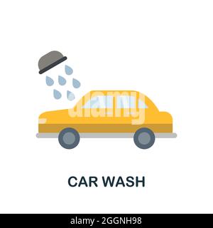 Flaches Symbol für Autowaschanlage. Farbiger Schild aus der Sammlung kleiner Unternehmen. Creative Car Wash Icon Illustration für Web-Design, Infografiken und mehr Stock Vektor
