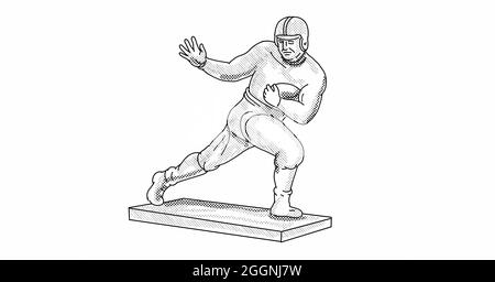 AUCKLAND, NEUSEELAND - 10. Nov 2020: Line Art Illustration der Heisman Memorial Trophy, die jährlich an den herausragendsten Spieler in vergeben wird Stockfoto