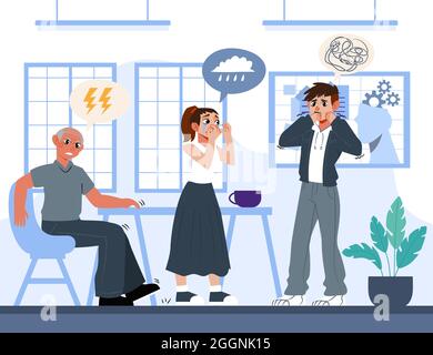 Flache Menschen mit psychischen Problemen Vektor-Illustration. Stock Vektor