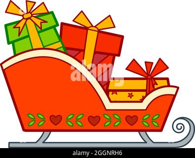 Weihnachten Cartoons Clip Art. Weihnachten Schlitten Vektor Illustration Stock Vektor