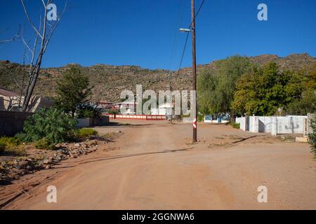 Hibiscus Rd, altes Haus in Okiep, Namaqualand, Nordkap Stockfoto