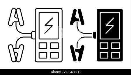 Liner-Symbol. Digitalmultimeter, Gerät zur Messung von Strom und Spannung in elektrischen Schaltkreisen. Einfacher Schwarz-Weiß-Vektor isoliert auf weißem Backgr Stock Vektor