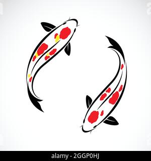 Vektorbild eines Karpfenkoi auf weißem Hintergrund. Leicht editierbare Vektorgrafik mit Ebenen. Wilde Tiere. Nutztier. Stock Vektor