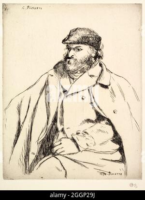 Porträt von Paul Cézanne (1839-1906), Trockenpunkt von Camille Pissarro, 1874 Stockfoto