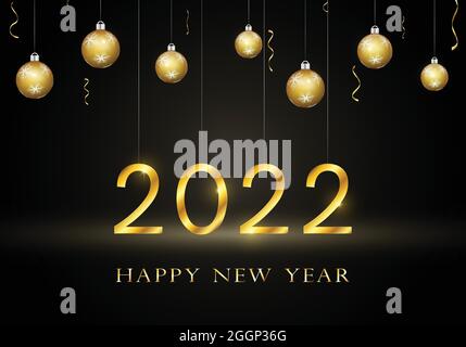 2022 Happy New Year Hintergrund mit goldenem Text. Stock Vektor
