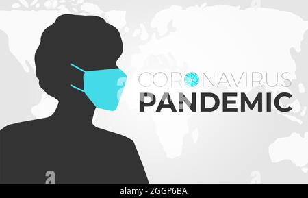 Coronavirus-Pandemiedarstellung mit Frau, die Masken trägt Stock Vektor