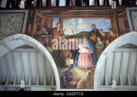 Die Gemälde der Bloomsbury-Künstler in der Berwick-Kirche, East Sussex Stockfoto