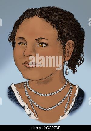 Mary Seacole (1805-1881) war eine britisch-jamaikanische Geschäftsfrau und Krankenschwester. Während des Krimkrieges führte sie ein Hotel und kümmerte sich um die Verwundeten. Ihre Autobiographie Wonderful Adventures of Mrs. Seacole in Many Lands (1857) ist eine der frühesten Autobiografien einer Mischrassenfrau. 2004 wurde sie zur größten schwarzen Britin gewählt. Eingefärbt. Stockfoto