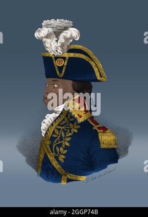 Toussaint L'Ouverture (20. Mai 1743 - 7. April 1803) war ein haitianischer General, der einen Sklavenaufstand in eine Bewegung, die haitianische Revolution, verwandelte. Stockfoto