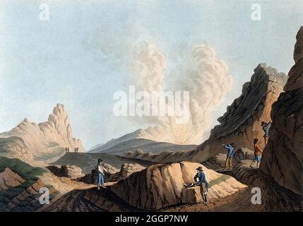 Ein Vulkankrater auf der Insel Stromboli auf den Äolischen Inseln, Italien. Stockfoto