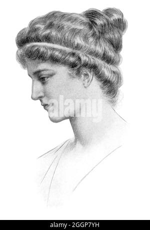 Hypatia, gezeichnet von Jules Maurice Gaspard (1862‚Äì1919), Illustration für Elbert Hubbards fiktive Biografie von 1908. Stockfoto