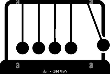 Cradle Newton Metronom aus Metall Newtons Balance-Ausrüstung Relax-Bewegung Balancing-Kugeln Pendel-Symbol schwarz Farbe Vektor Illustration flach Stil einfach Stock Vektor