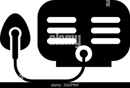 Inhalator Vernebler Medizinische Aerosolgeräte Symbol schwarze Farbe Vektor Illustration flach Stil einfaches Bild Stock Vektor