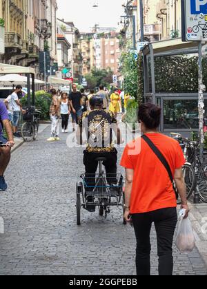 MAILAND, ITALIEN - 08. Aug 2021: Eine saubere Mobilität in Chinatown in Mailand Italien 2021. August Stockfoto