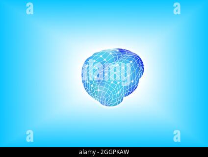 Digitales Gehirn isometrisches 3d-Vektorsymbol. Künstliche Intelligenz – Konzeptdarstellung. Stock Vektor