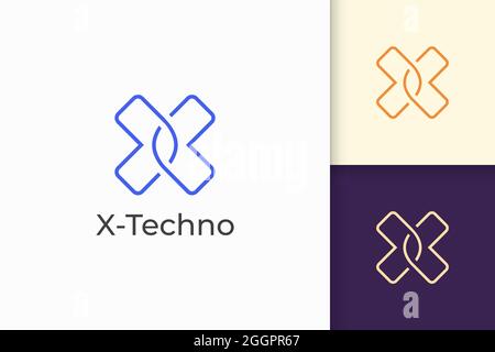 Moderner Buchstabe X Logo für Technologieunternehmen Stock Vektor