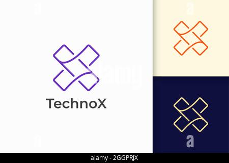Moderner Buchstabe X Logo für Technologieunternehmen Stock Vektor