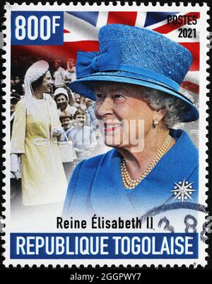 Königin Elisabeth II. Porträt auf Briefmarke Stockfoto