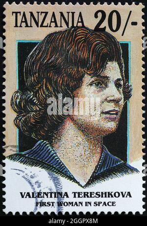 Valentina Tereshkova Porträt auf Briefmarke Stockfoto