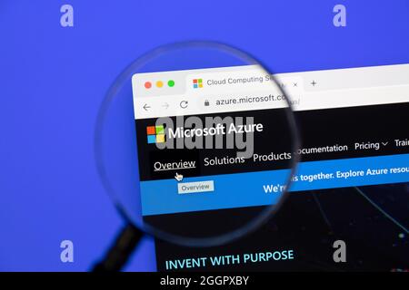Ostersund, Schweden - 29. April 2021 Microsoft Azure Homepage. Microsoft Azure ist ein von Microsoft erstelltes Cloud-Computing-Service. Stockfoto