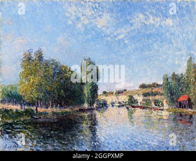 The Loing at Moret von Alfred Sisley (1839-1899), Öl auf Leinwand, 1883 Stockfoto