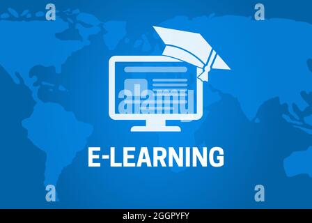 E-Learning Hintergrund Illustration Banner Design Stock Vektor