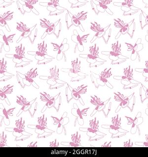 Rapportmuster Der Rosa-Weißen Umrißblume Stock Vektor