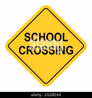 School Crossing Verkehrsschild isoliert auf weißem Hintergrund Stock Vektor