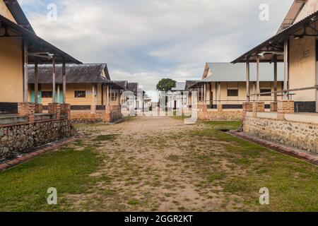 Gebäude eines Gefängnisses Camp de la Transportation in St Laurent du Maroni, Französisch-Guayana Stockfoto