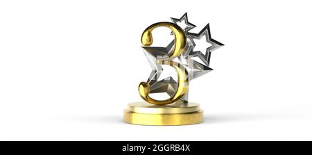 3. Platz Buchstabe in 3d isoliert Stockfoto