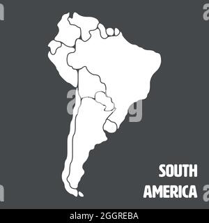 Vereinfachte schematische Karte von Südamerika. Leere isolierte politische Landkarte der Länder des Kontinents. Verallgemeinerte und geglättete Grenzen. Einfache flache Vektordarstellung Stock Vektor