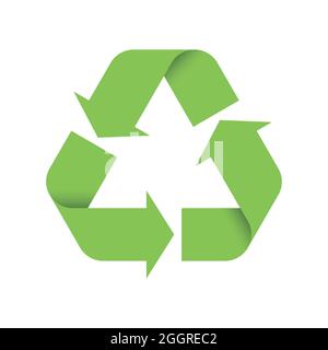 Universal Recycling Symbol. Umgekehrte Version. Thema: Geringer oder gar kein Abfall, klare Energie, Schutz natürlicher Ressourcen, Schutz natürlicher Ökosysteme oder ökologische Nachhaltigkeit des Planeten. Grünes 3D-Vektorsymbol. Stock Vektor