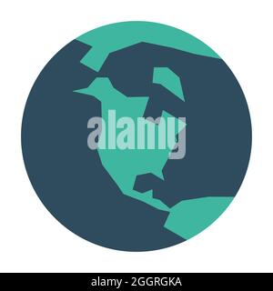 Vereinfachter Erdglobus mit Weltkarte mit Fokus auf Nordamerika. Vektorgrafik. Stock Vektor