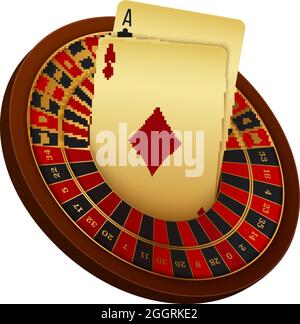 Realistische Casino Roulette Rad und Karten Vektor Illustration Stock Vektor