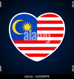 malaysia Flagge in Herzform. Symbol flaches Herz Symbol der Liebe auf der Hintergrund-Nationalflagge. Vektorgrafik. Stock Vektor
