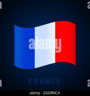 frankreich Wellenvektorflagge. Winkende nationale offizielle Farben und Anteil der Flagge. Vektorgrafik. Stock Vektor