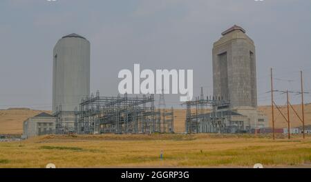 Das Wasserkraftwerk Fort Peck am Missouri River in Fort Peck, McCone County, Montana Stockfoto