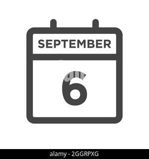 September 6 Kalendertag oder Kalenderdatum für Termin und Termin Stockfoto