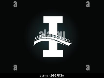 Initial I Monogramm Buchstabe Alphabet mit Brücke Zeichen. Design-Vorlage für abstraktes Bridge-Logo. Modernes Vektor-Logo für Baugewerbe und Unternehmen Stock Vektor