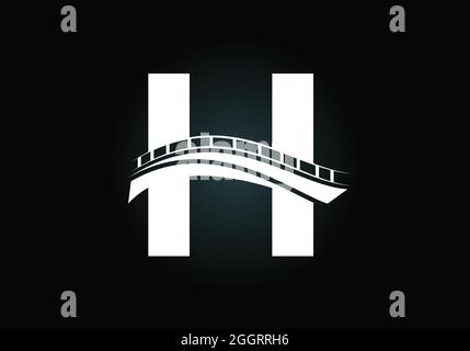 Initial H Monogramm Buchstabe Alphabet mit Brücke Zeichen. Design-Vorlage für abstraktes Bridge-Logo. Modernes Vektor-Logo für Baugewerbe und Unternehmen Stock Vektor