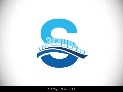 Initial S Monogramm Buchstabe Alphabet mit Brücke Zeichen. Design-Vorlage für abstraktes Bridge-Logo. Modernes Vektor-Logo für Baugewerbe und Unternehmen Stock Vektor