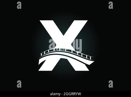 Initial X Monogramm Buchstaben Alphabet mit Brücke Zeichen. Design-Vorlage für abstraktes Bridge-Logo. Modernes Vektor-Logo für Baugewerbe und Unternehmen Stock Vektor