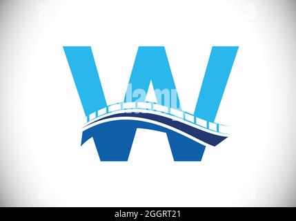 Anfängliches W-Monogramm-Alphabet mit Brückenzeichen. Design-Vorlage für abstraktes Bridge-Logo. Modernes Vektor-Logo für Baugewerbe und Unternehmen Stock Vektor