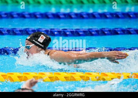 TOKIO, JAPAN - 31. AUGUST: Chantalle Zijderveld aus den Niederlanden tritt während der Olympischen Spiele 2020 in Tokio am 31. August 2021 im Tokyo Aquatics Center in Tokio, Japan, auf dem 100m-Schmetterling der Frau an (Foto: Ilse Schaffers/Orange Picles) NOCNSF Stockfoto