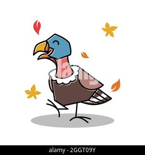 Tanzender Truthahn Vogel Weiblich Herbst Thanksgiving Charakter Cartoon Stock Vektor