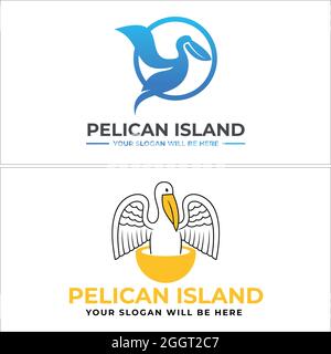 Logo mit Vogelsymbol für Pelikane Stock Vektor