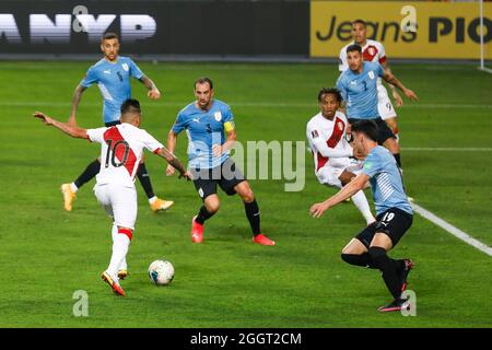 Lima, Peru. September 2021. Uruguay-Spiel gespielt im Estadio Nacional del Peru, in Lima, Peru. Spiel gültig für die 9. Runde der Südamerikanischen Qualifikatoren für die Qatar World Cup 2022. Kredit: Ricardo Moreira/FotoArena/Alamy Live Nachrichten Stockfoto