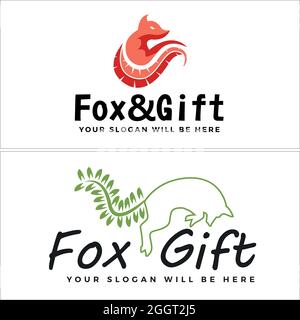 Geschenkeladen mit Fuchs-Symbol-Logo-Design Stock Vektor